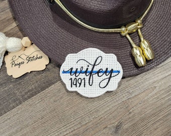 Police Wife Wedding Dress Patch - embroidered personalized badge number custom officer deputy trooper law enforcement handmade