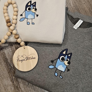 Blue Dog Sweatshirt - Dragons episode drawn cartoon embroidered gift idea mother's day mama dad mom handmade personalized names