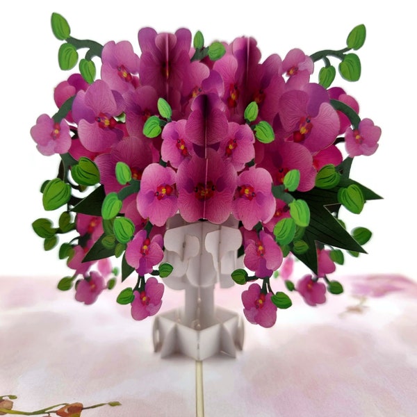 Carte pop-up 3d Vase orchidée