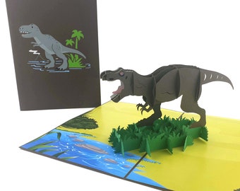 3d bottle cards,t-rex,prehistoric,trees,triceratops,history,colourful,pop out card,3d gift card,handmade card,3d,gift card,dinosaur