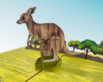 Kangaroo & Joey Pop Up Card