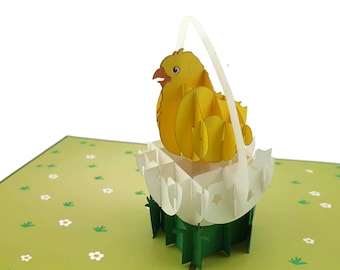 Easter Chick Egg Basket 3d pop up card