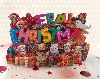 Carte pop-up chatons de Noël