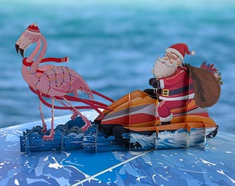 Christmas Flamingos Pop Up Card