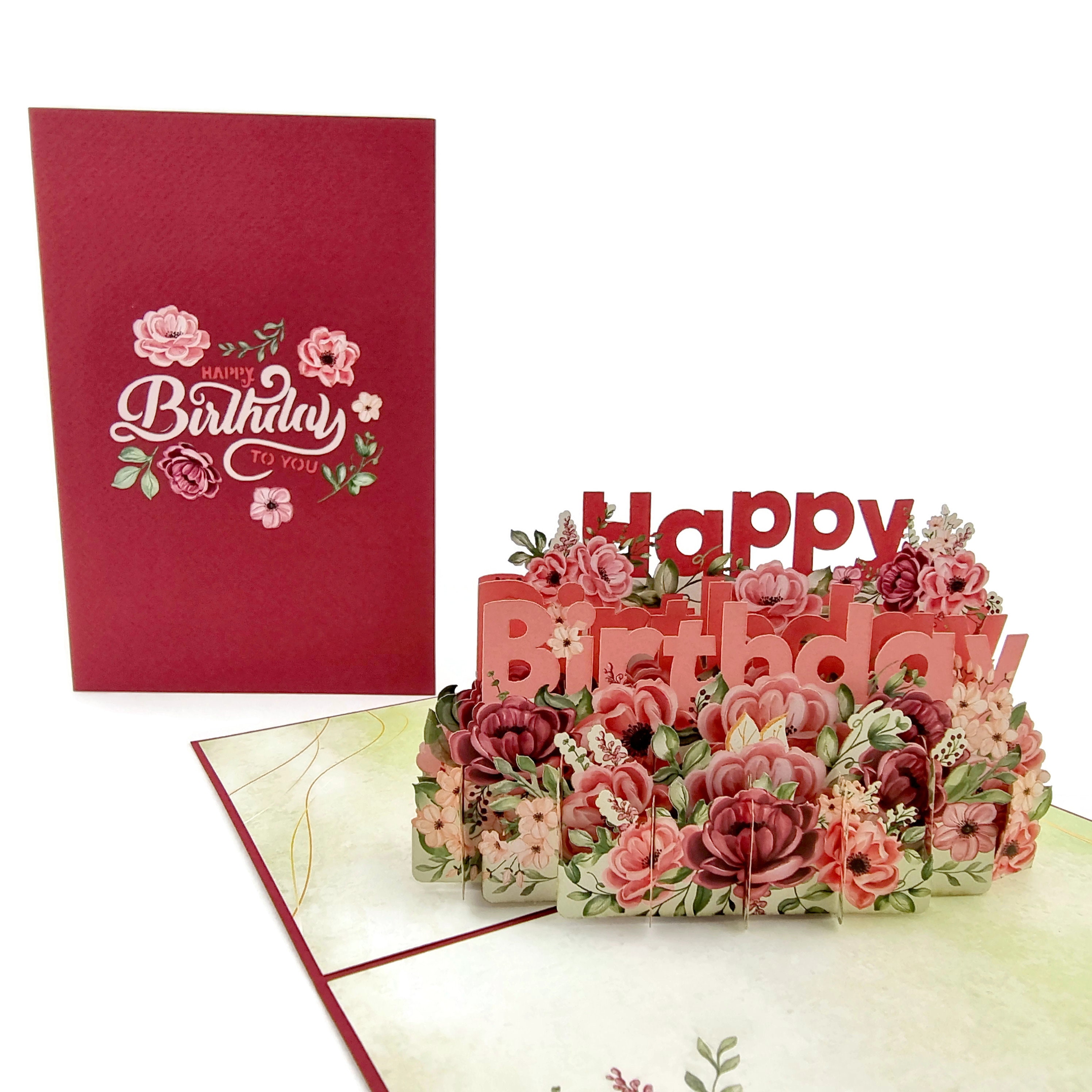 Birthday Flowers Pop up Card - Etsy