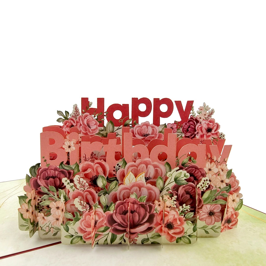 Birthday Flowers Pop up Card - Etsy