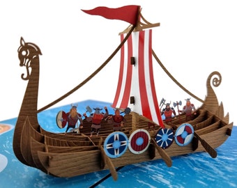 Viking Long Ship Pop Up Card