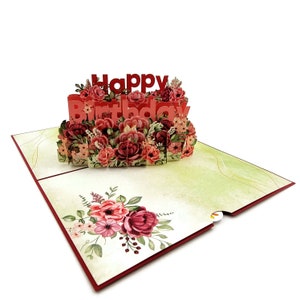 Birthday Flowers Pop up Card - Etsy