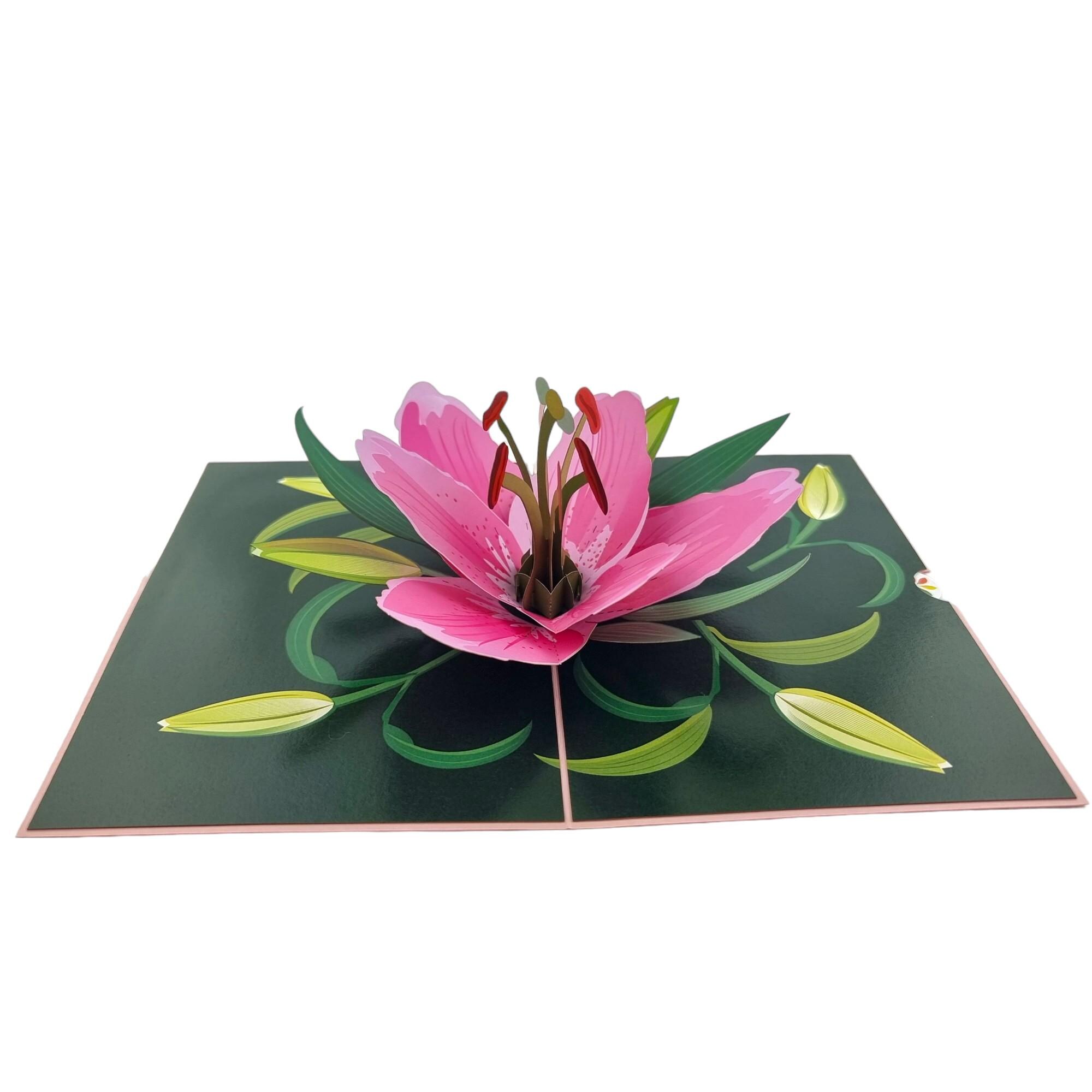 Pink Lily Flower 3d Pop up Card - Etsy