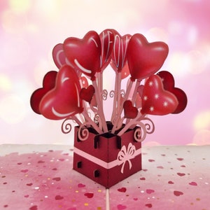 Love Heart Balloon Bouquet 3D pop up card