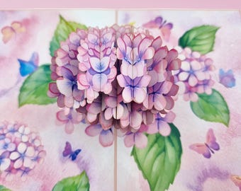 Pink Hydrangea Pop Up Card