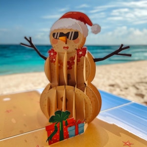 Carte pop-up Bonhomme de sable de Noël
