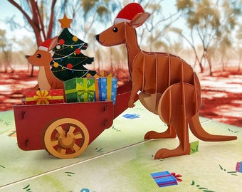 Kangaroo Christmas Delivery 3D pop up card