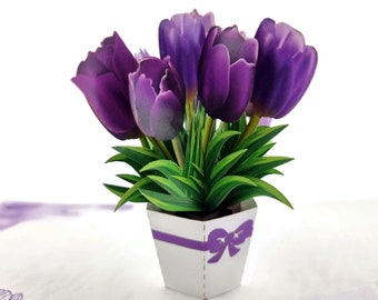 Purple Tulips 3d Pop Up Card