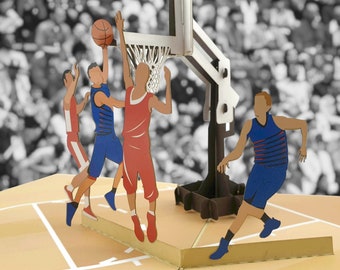 Carte pop-up 3D de l'équipe de basket-ball