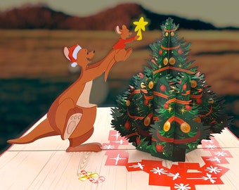 Kangaroo Xmas Tree Pop Up Card