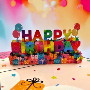 Biglietto pop-up 3D di buon compleanno