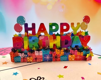 Tarjeta desplegable 3D de Feliz Cumpleaños