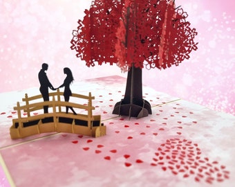 Carte pop-up Amour fleurs de cerisier