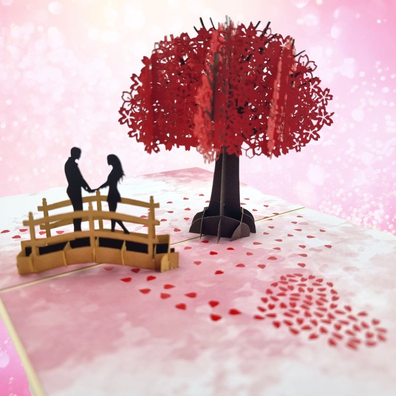 Carte pop-up Amour fleurs de cerisier image 1