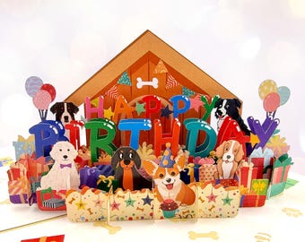 Biglietto pop-up di compleanno per cani