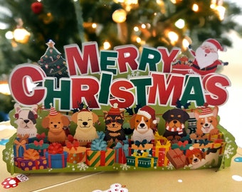 Christmas Puppy Dogs Pop Up Card