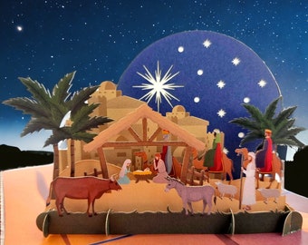 Una cartolina di Natale pop-up 3D della Notte Santa