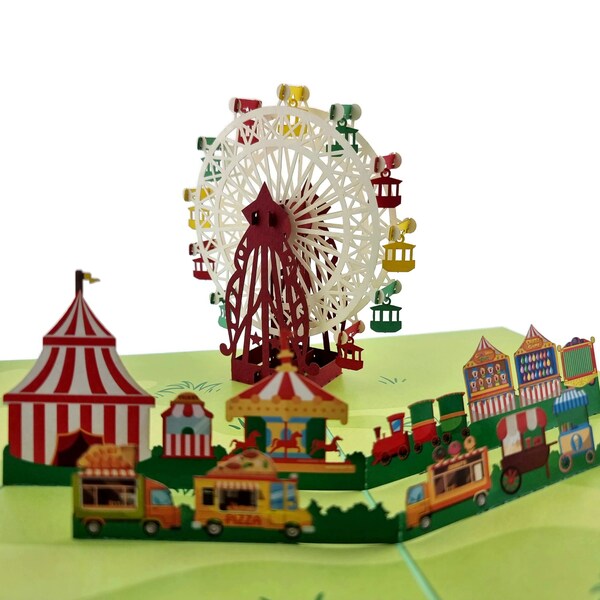 Carte pop-up 3d grande roue et carnaval