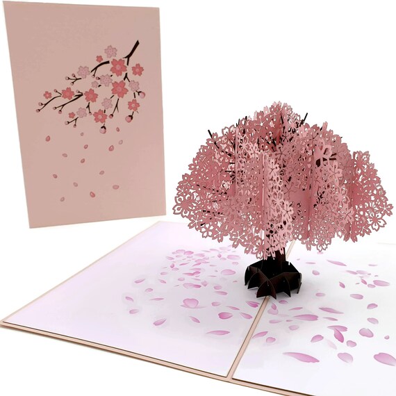 Pink Cherry Blossom 3d Pop Up Card Etsy