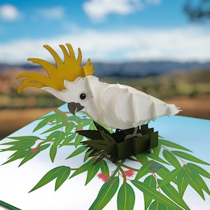 Carte pop-up 3D Cacatoès à crête soufrée