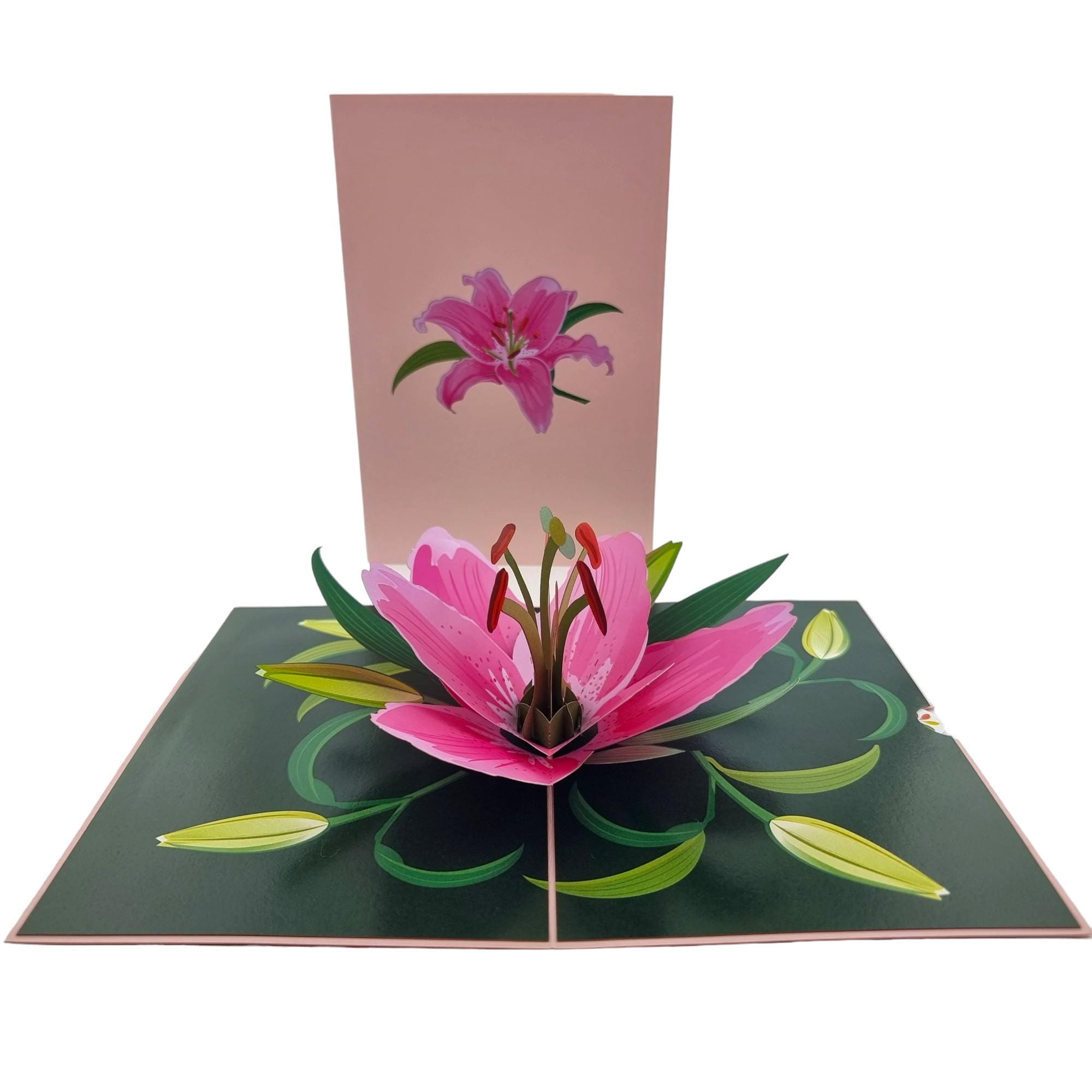 Pink Lily Flower 3d Pop up Card - Etsy