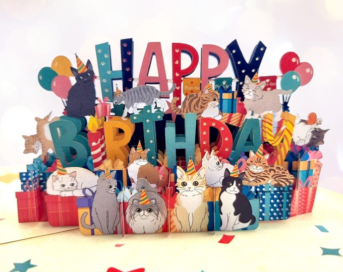 Birthday Cats Pop Up Card