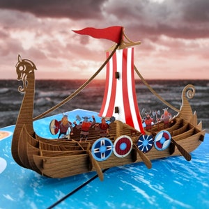Viking Long Ship Pop Up Card
