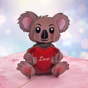Koala with Love Heart 3D pop up card
