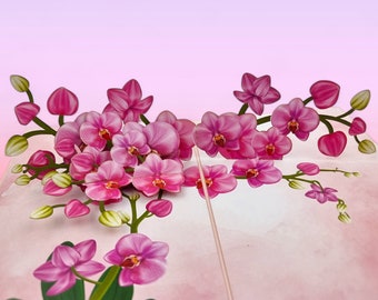 Pink Orchids 3d pop up card