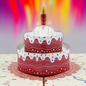 Tarjeta desplegable de pastel de cumpleaños