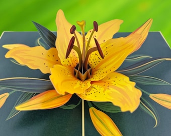 Yellow Lily Flower 3d Pop Up Card