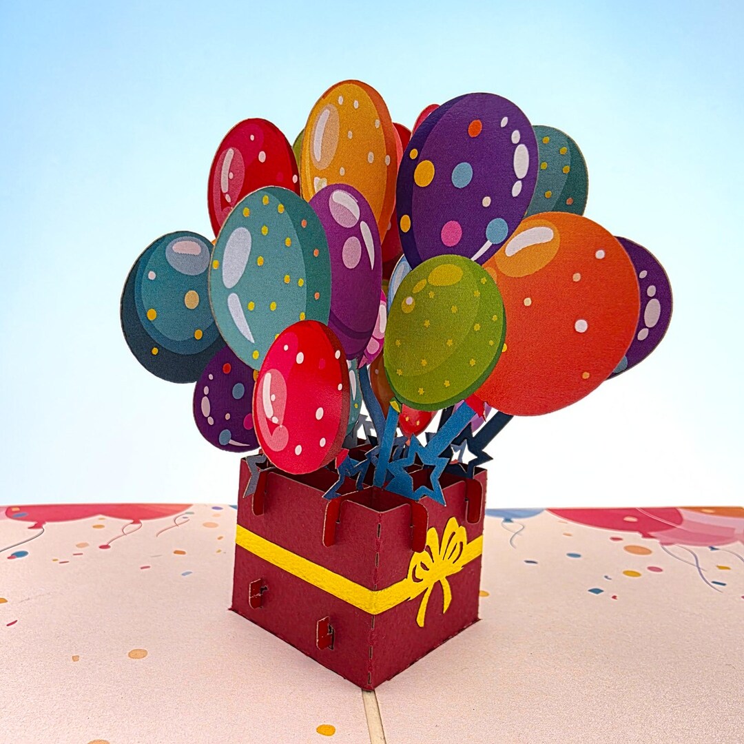 Birthday Balloons 3d Pop up Card - Etsy