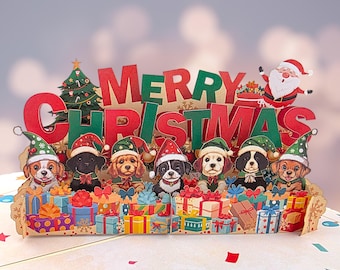 Christmas Puppies Pop Up Card