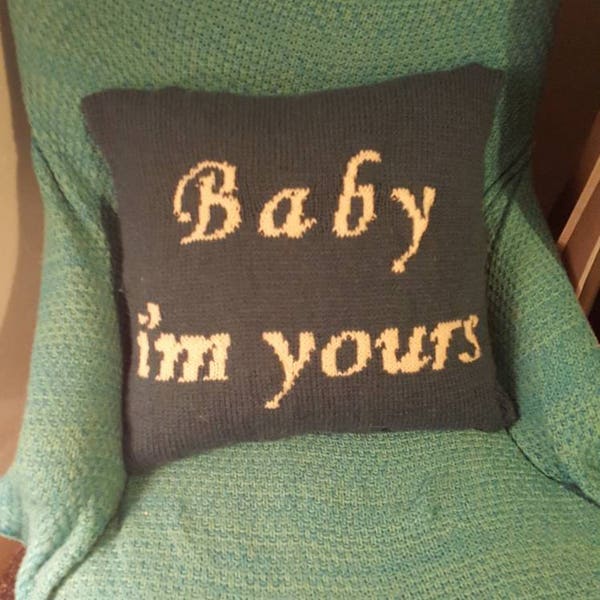 Personalised knitted cushions - any song lyrics or quotes, any colours. Custom made.