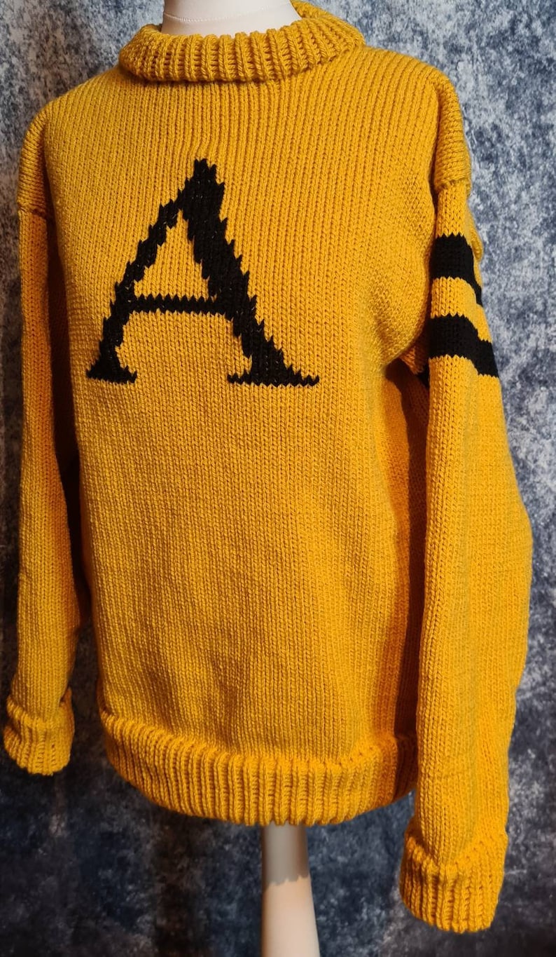 Knitted monogram jumper, adult wizard jumper, unisex monogram jumper, any colour jumper, any initial. image 3