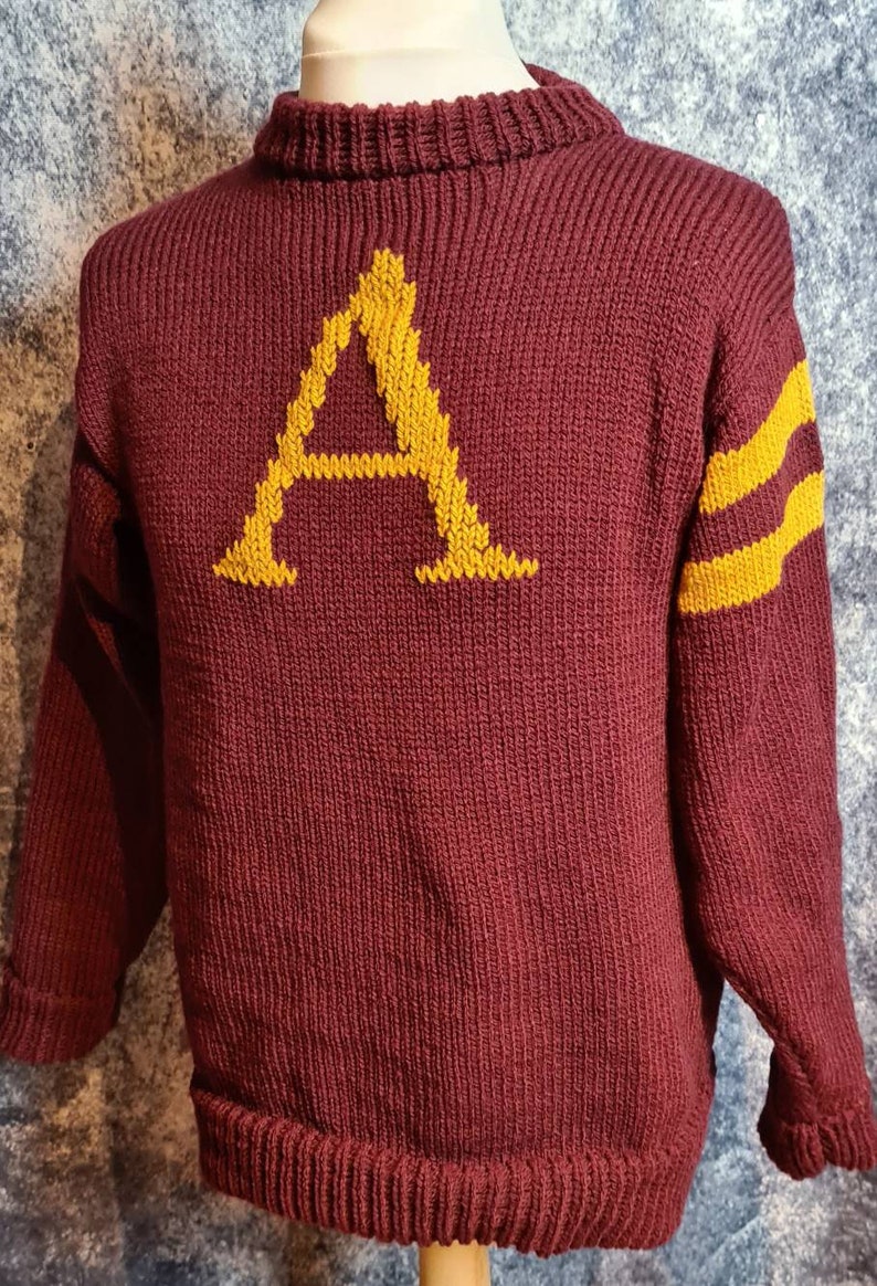 Knitted monogram jumper, adult wizard jumper, unisex monogram jumper, any colour jumper, any initial. image 2