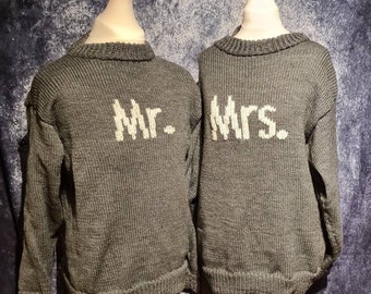 Mr and Mrs jumper set, Mr and Mr, Mrs and Mrs jumpers, handmade couple jumpers