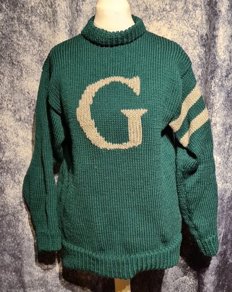 Knitted monogram jumper, adult wizard jumper, unisex monogram jumper, any colour jumper, any initial. image 9