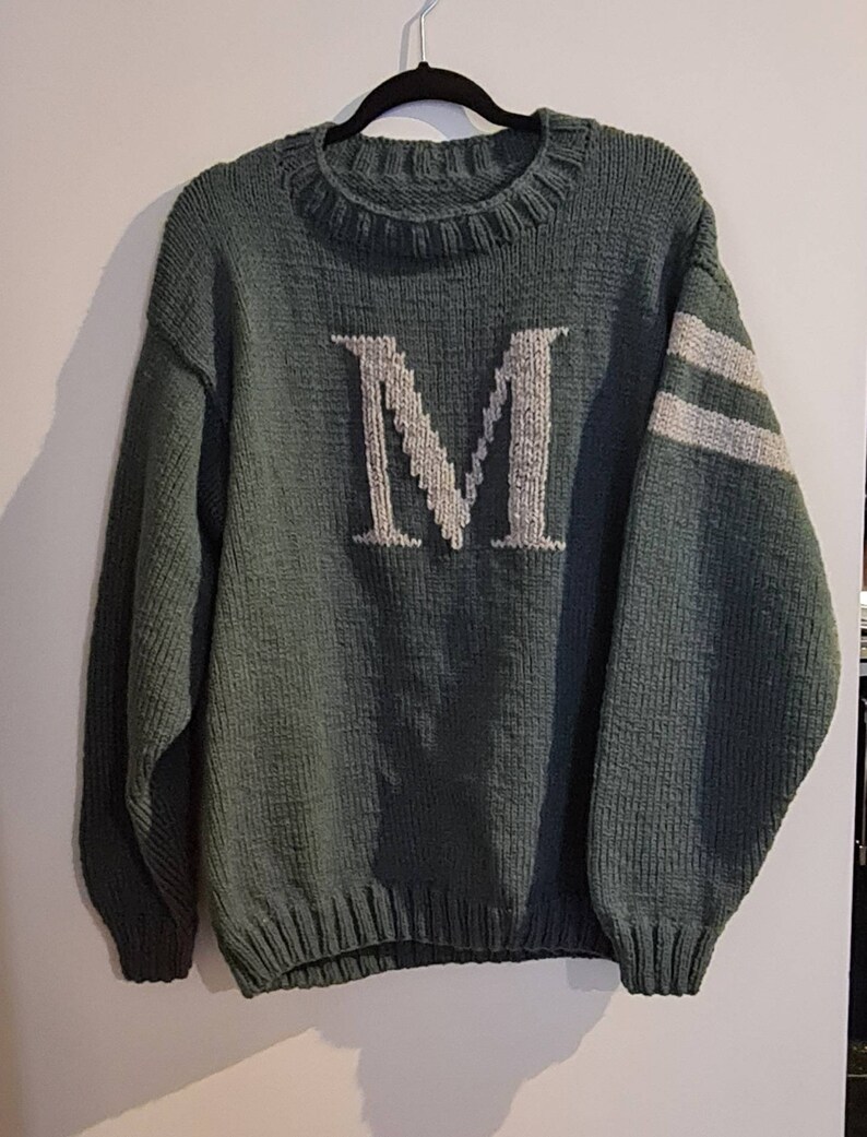 Knitted monogram jumper adult wizard jumper unisex monogram | Etsy