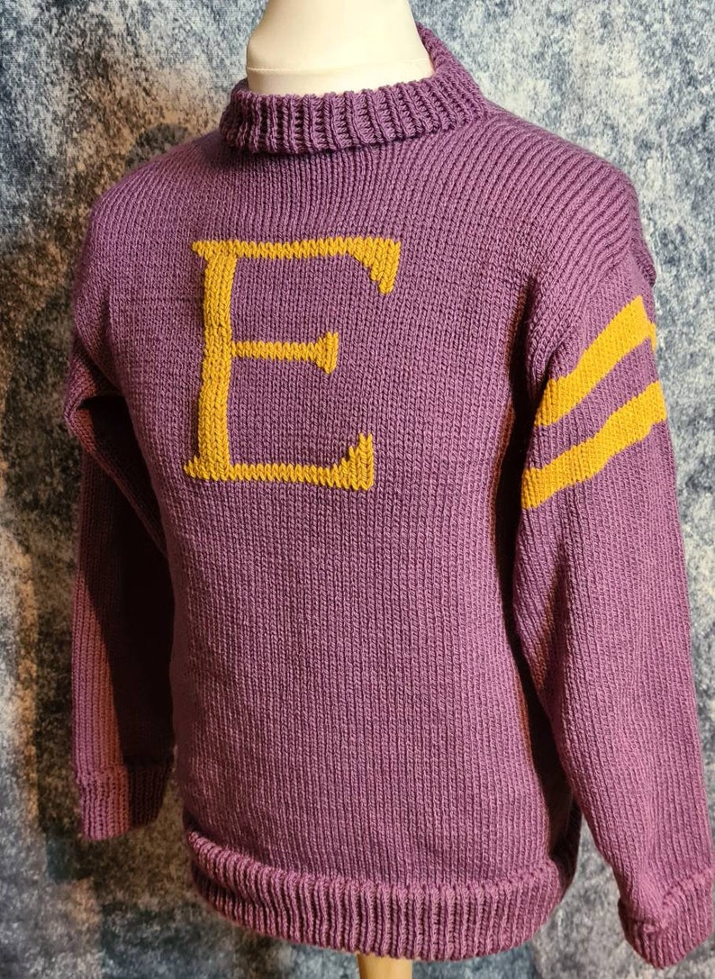 Knitted monogram jumper, adult wizard jumper, unisex monogram jumper, any colour jumper, any initial. image 6