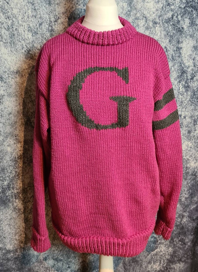 Knitted monogram jumper, adult wizard jumper, unisex monogram jumper, any colour jumper, any initial. image 7