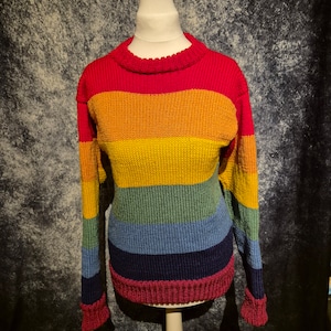 Rainbow jumper, knitted rainbow unisex clothing