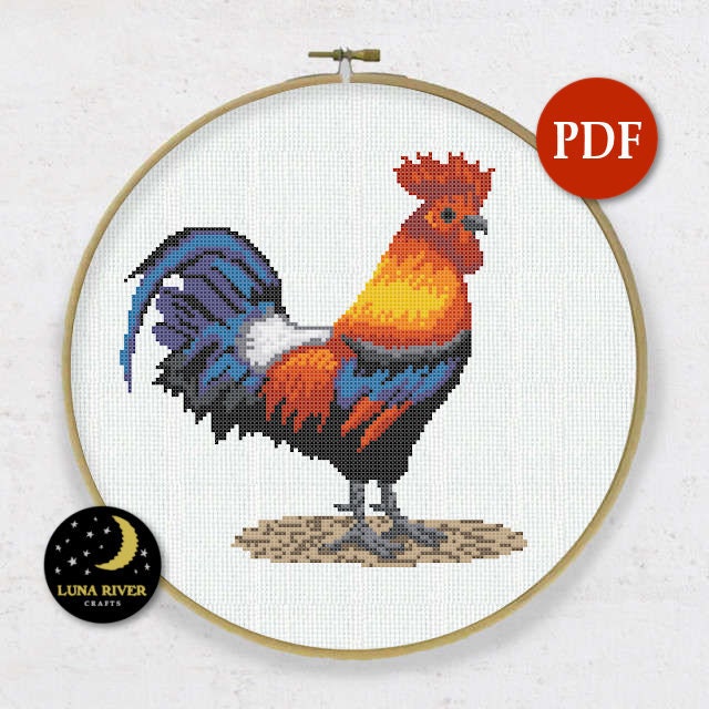 Rooster Cross Stitch Pattern - Instant Download - Counted Cross Stitch ...