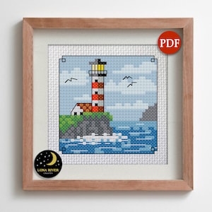 Lighthouse Cross Stitch Mini Pattern - Instant Download - Counted Cross Stitch Pattern - Modern Cross Stitch – PDF Chart - Embroidery